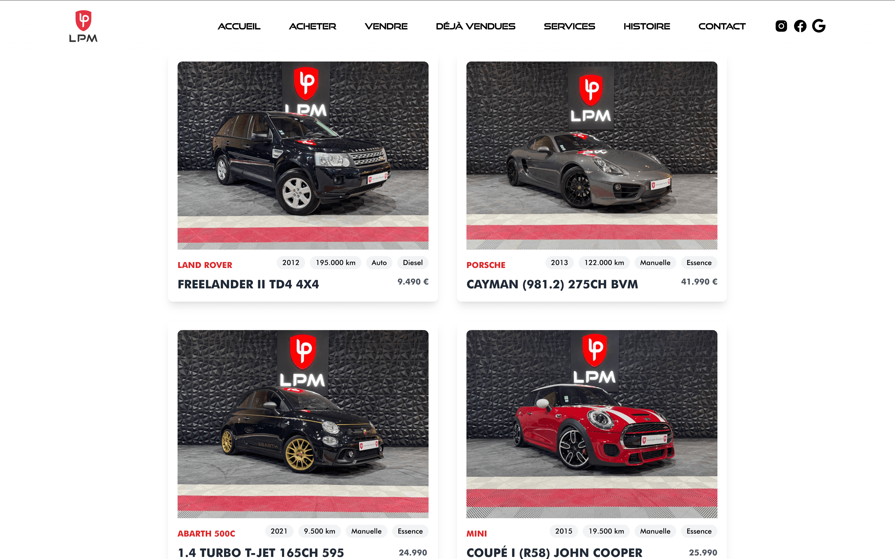 LPM sales listings desktop view