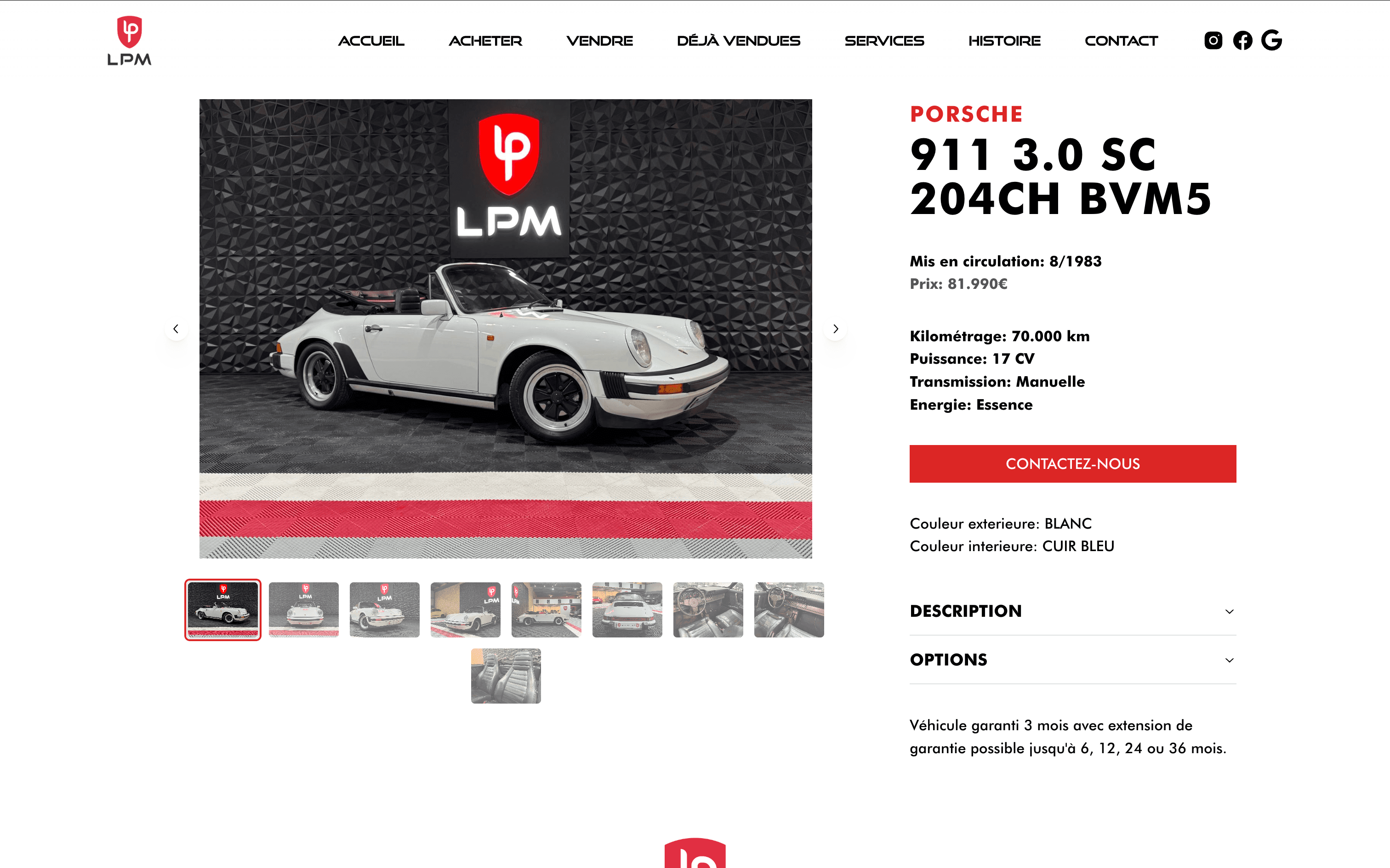 LPM vehicle detail mobile view first screen