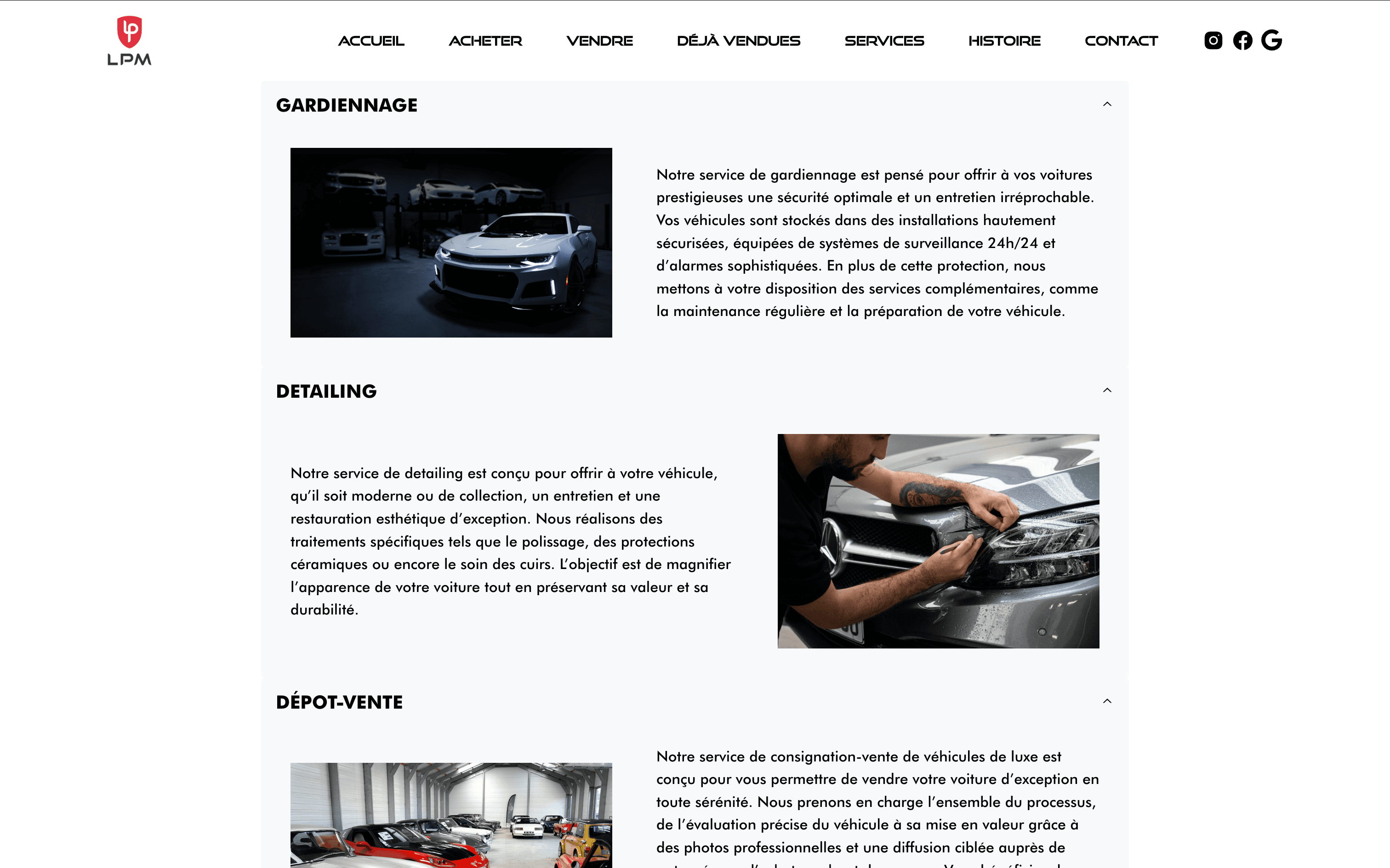 LPM services desktop view