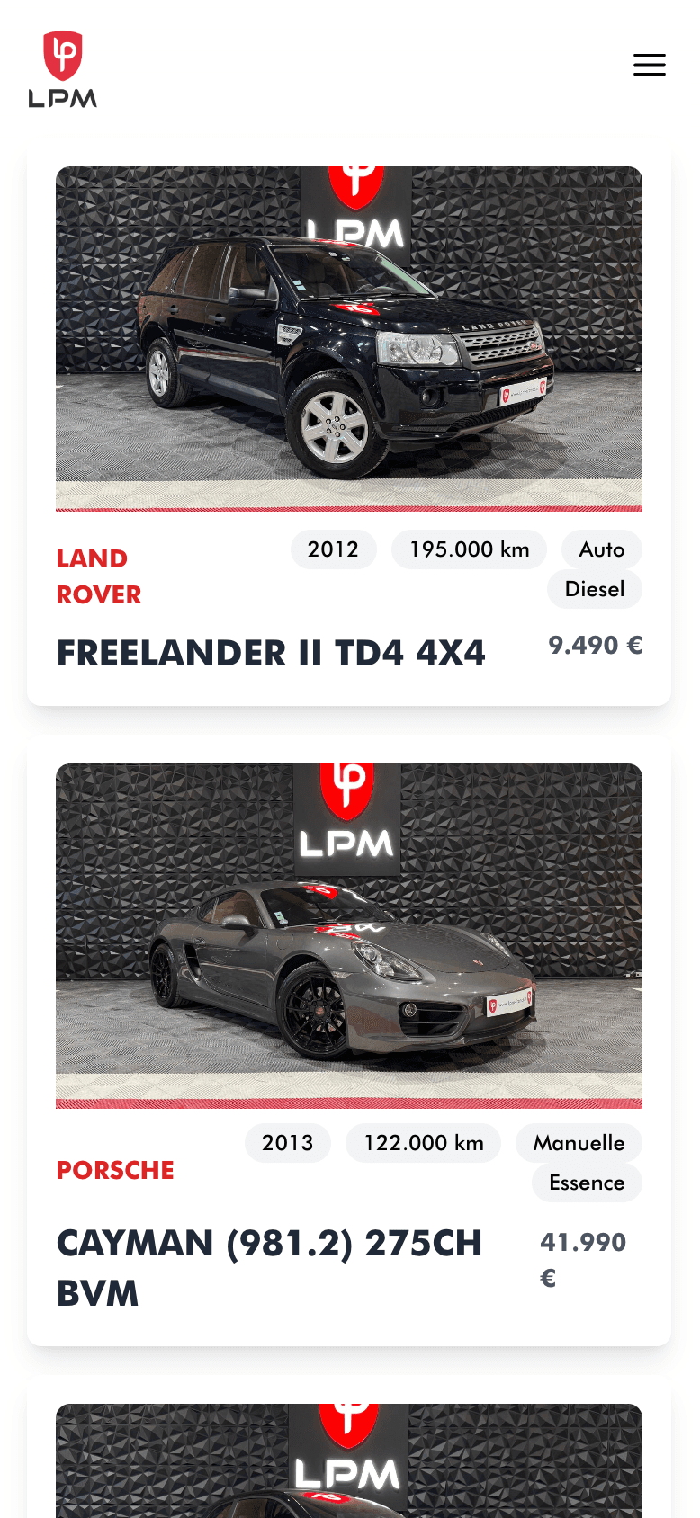 LPM sales listings mobile view
